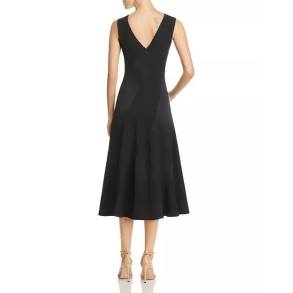 TORY BURCH Hailee Bias-Cut Midi Dress Size 6 Flowy A-Line Fit‎ Flare Black 41110
